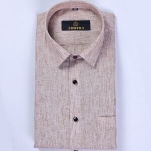 Light Beige Color Arrow Linen Formal Shirts For Men