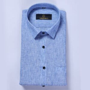 Light Blue Color Arrow Linen Formal Shirts For Men