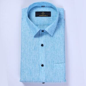 Sky Blue Color Arrow Linen Formal Shirts For Men